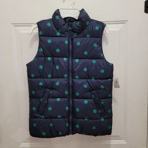 NWT Old Navy Girls Blue Polka Dot Puffer Vest Size L (10-12)